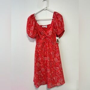 Pink Paisley Puff Sleeve Dress